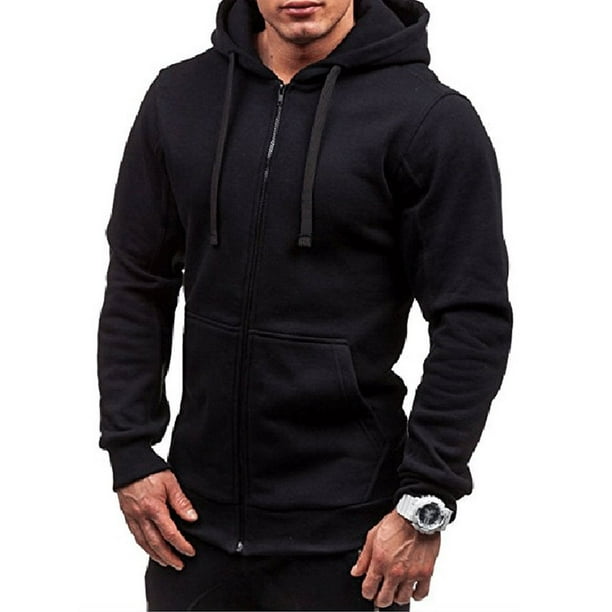 Zcaosma Plus Size Mens Hoodies Tracksuit Drawstring Pocket Hooded Sweatshirt Long Sleeve Zip Slim Coat Male Jacket 